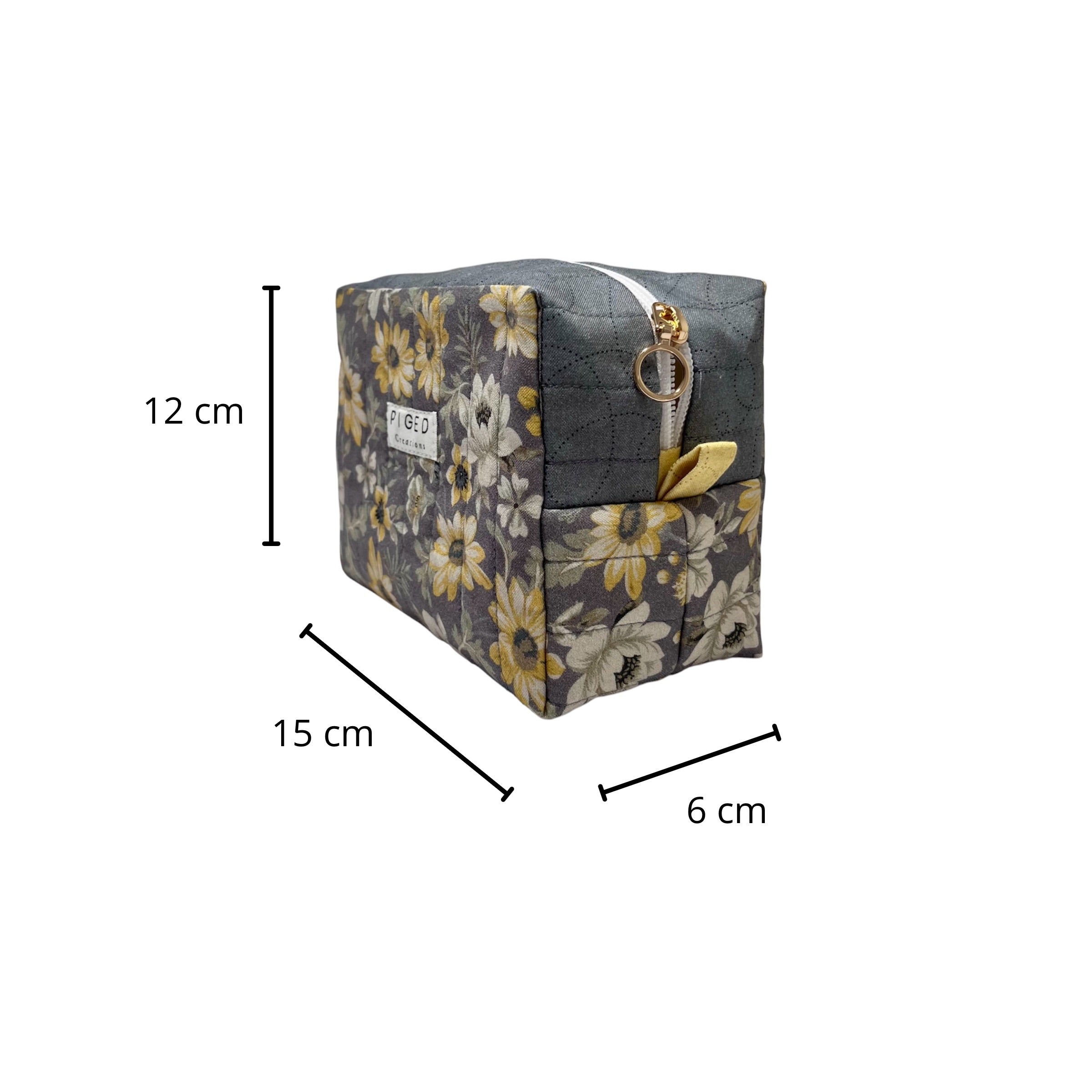 Box Pouch Gris Flores
