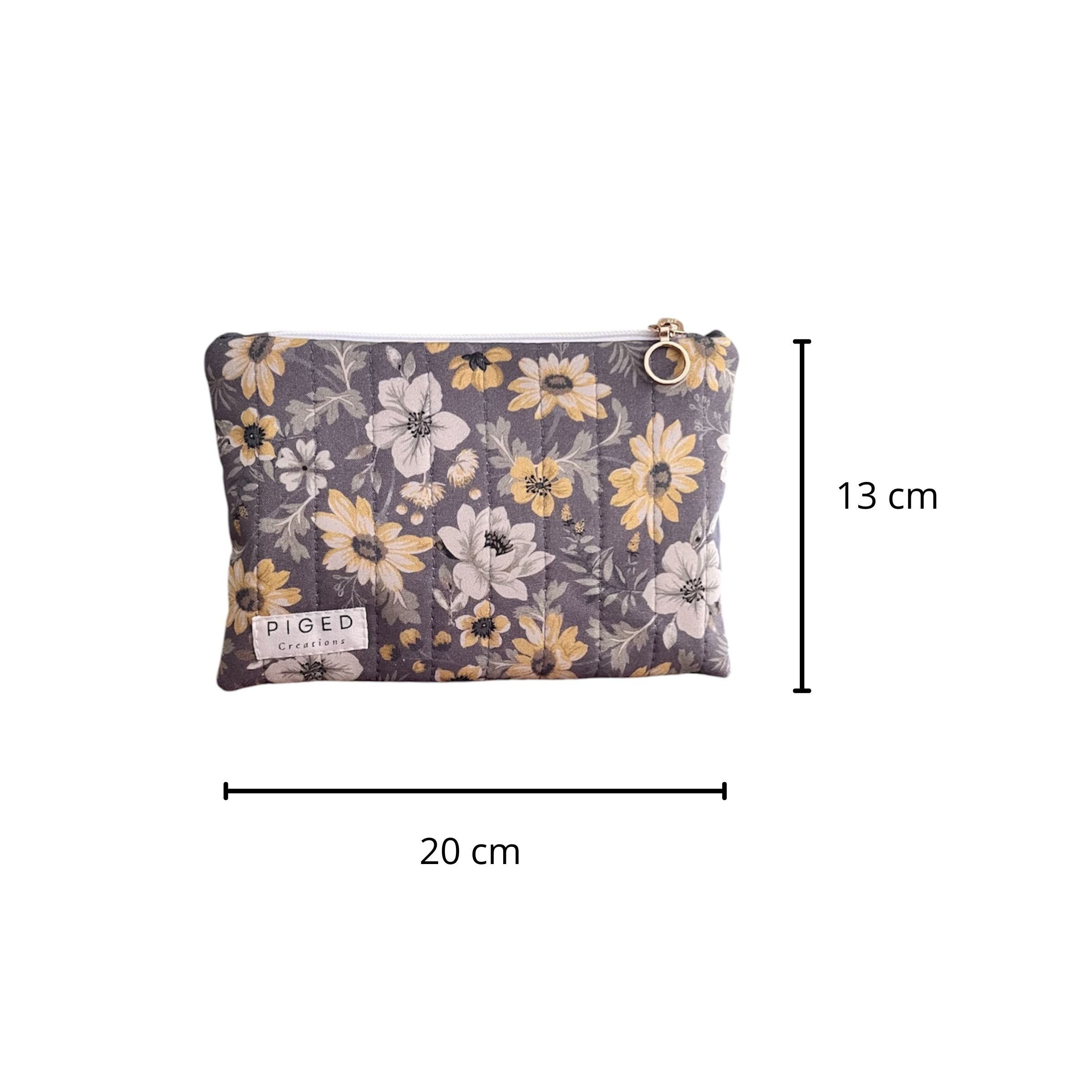 Zipper Pouch gris flores