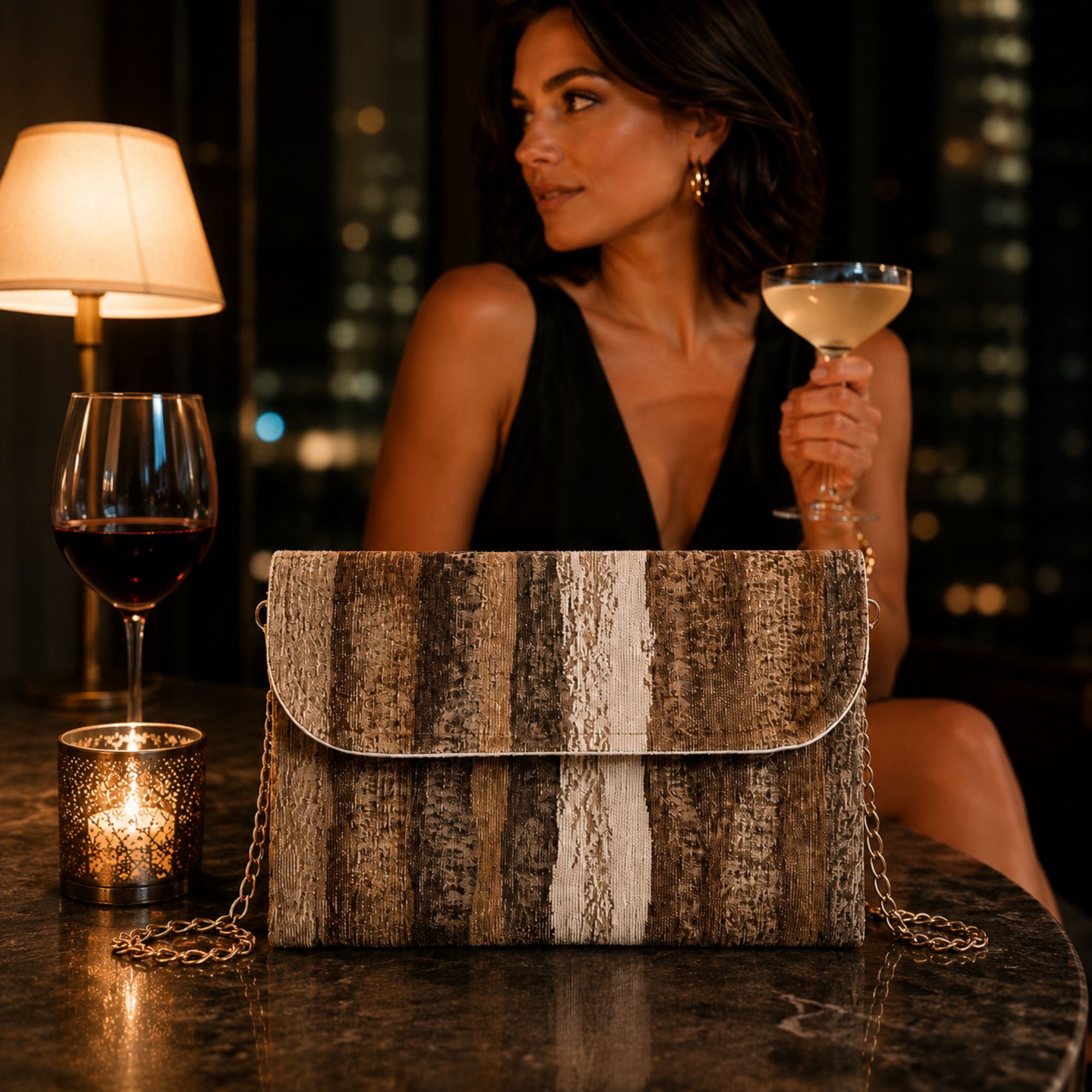 Pochette Beige Rayas