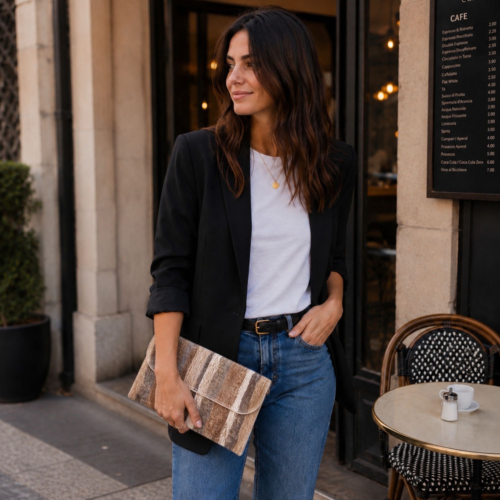 Pochette Beige Rayas