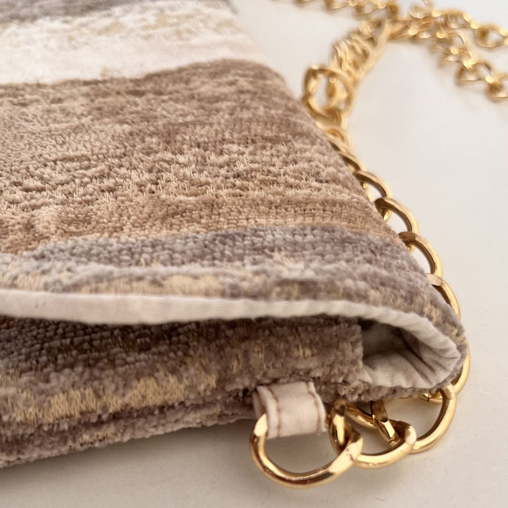 Cartera Pochette Beige Rayas