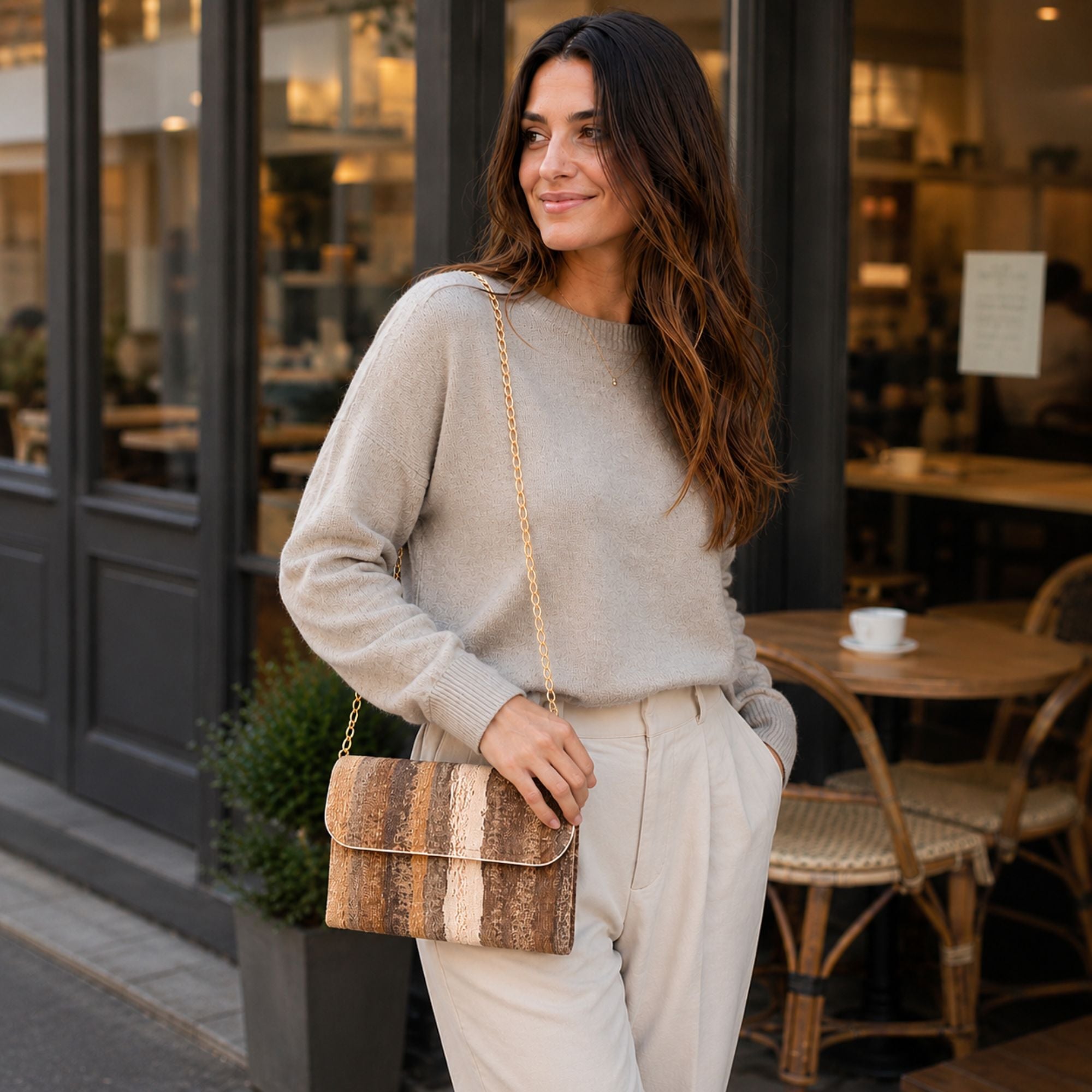 Pochette Beige Rayas