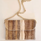 Cartera Pochette Beige Rayas